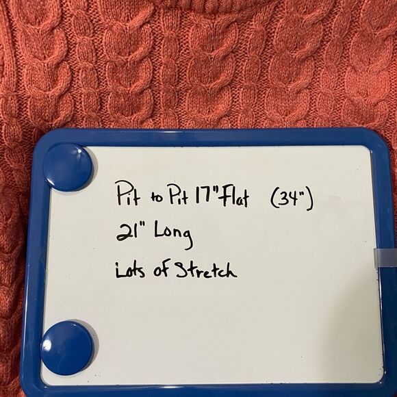 American Eagle Rose Cotton Blend Fisherman Cable Knit Sweater SZ Medium - Picture 9 of 9